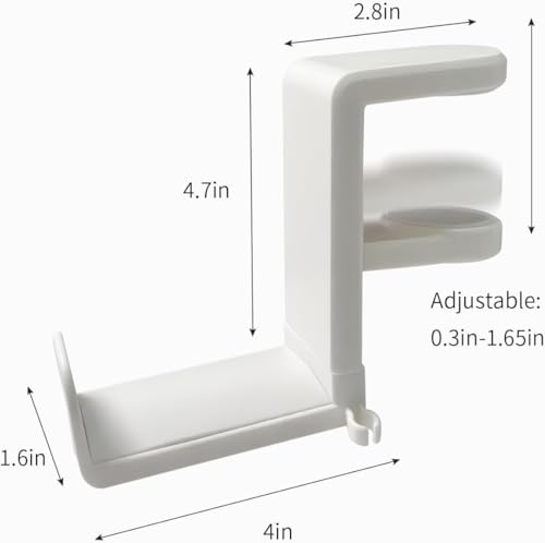 Drehbarer Kopfhörerständer, verstellbarer Klemm-On-Headset-Halter unter dem Schreibtisch, mit 360°-Drehgelenk und Kabelclip-Organizer (weiß) Bild 6