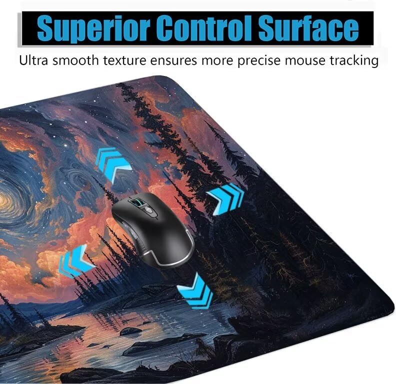 Schreibtischunterlage Sternenhimmel Mauspad XXL 150x80cm Mousepad Mond Gaming Mauspad mit Nicht rutschender Unterlage, Vernähte Kanten WassXerdicht Anti-Rutsch Maus Pad für PC, MacBook, Laptop F0-818 Bild 5