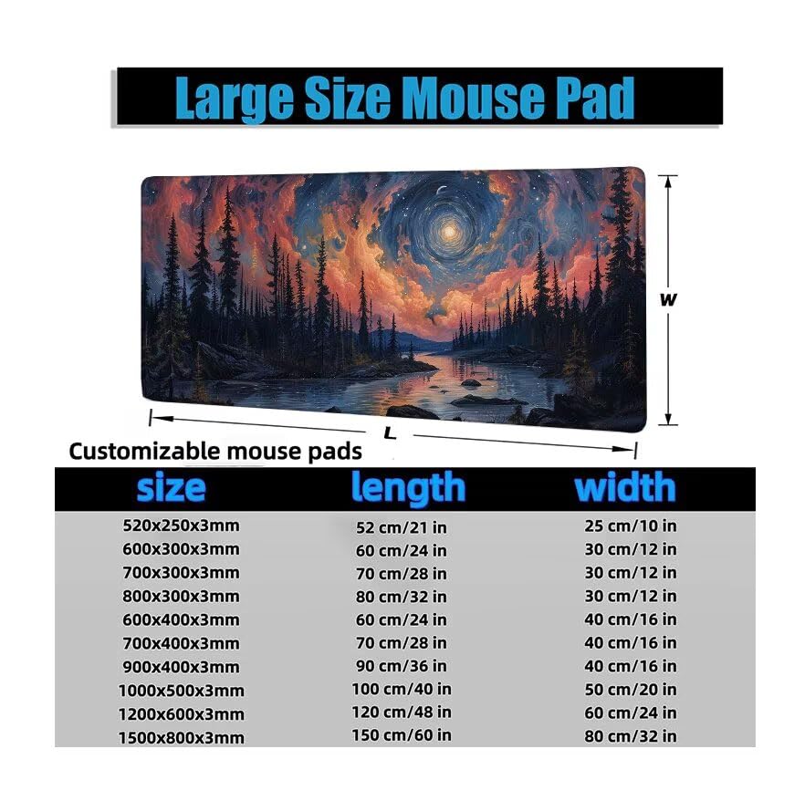 Schreibtischunterlage Sternenhimmel Mauspad XXL 150x80cm Mousepad Mond Gaming Mauspad mit Nicht rutschender Unterlage, Vernähte Kanten WassXerdicht Anti-Rutsch Maus Pad für PC, MacBook, Laptop F0-818 Bild 6