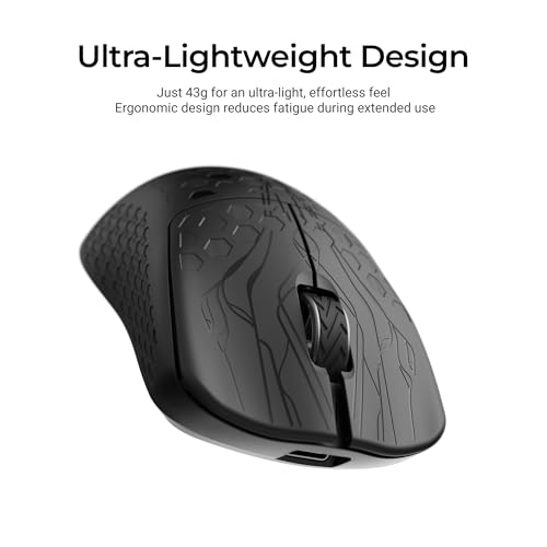 Keychron G5 8K Carbonfaser kabellos Gaming-Maus, DPI bis zu 30000, 43g Ultraleicht, 2,4 GHz/Bluetooth/USB-C, PAW3950-Sensor, RGB-LED, Esport Gaming Maus 8000 Hz für PC, Mac und Laptop – Schwarz Bild 6