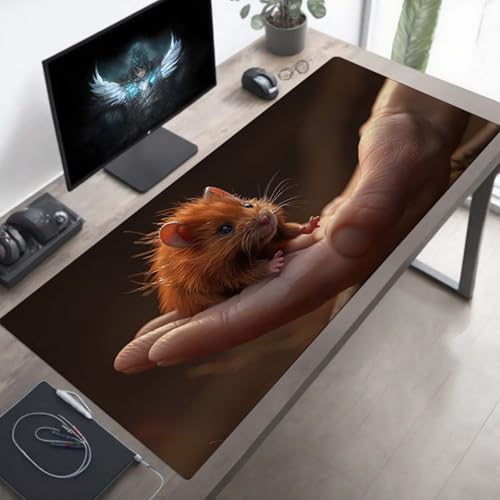 Mousepad 140 x 60cm Gaming Mauspad mit Genähten Kanten, Gelb Maus Mouse Pad Verlängertes Großes Mousepad XXL, Gaming Mauspad mit rutschfeste Gummibasis Schreibtisch Zubehör, Geschenke PjY10029 C-O Bild 2