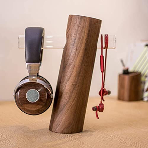 Kopfhörerständer, Massivholz Kreative Kopfhörer Rack Gaming Headset Lagerung Regal Stand(B Walnut+Glass) Bild 5