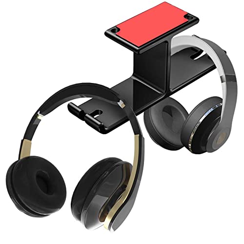 Kopfhörerständer, Auf Selbstklebender Halterung for Dual-Headsets, PC-Gaming-Zubehör mit Kabel-Organizer-Halterung(Black) Bild 5