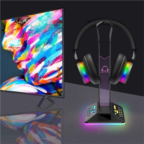Kopfhörerständer, RGB-Gaming-Kopfhörerständer mit 2 USB-Ladeanschlüssen, 7 Lichtmodi Headset-Ständer(A) Bild 6