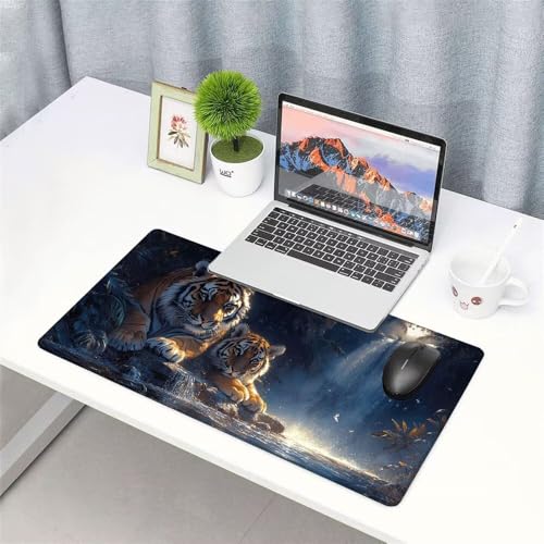 Der Tiger Mauspad 900x500x3mm, Mousepad Gaming Mauspad Tier Mousepad XXL, Mouse Pad mit Vernähten Kanten und rutschfeste Gummibasis, Schreibtisch Zubehör, Maus Pad für Gaming Tastatur und Maus, f-224 Bild 3