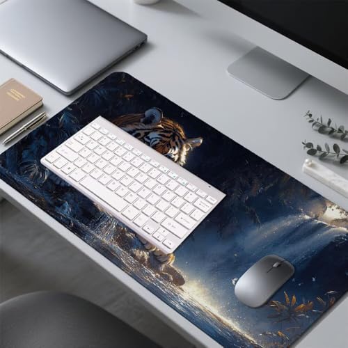 Der Tiger Mauspad 900x500x3mm, Mousepad Gaming Mauspad Tier Mousepad XXL, Mouse Pad mit Vernähten Kanten und rutschfeste Gummibasis, Schreibtisch Zubehör, Maus Pad für Gaming Tastatur und Maus, f-224 Bild 4