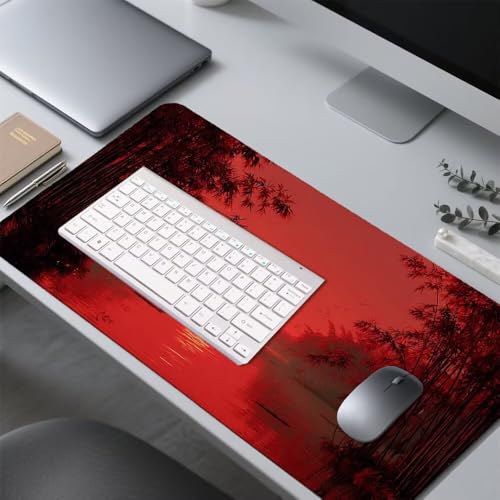 Sonnenuntergang Mauspad 900x500x3mm, Mousepad Gaming Mauspad rot Mousepad XXL, Mouse Pad mit Vernähten Kanten und rutschfeste Gummibasis, Schreibtisch Zubehör, für Gaming Tastatur und Maus, f-246 Bild 4