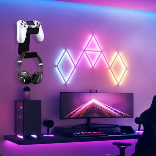 Riven Kopfhörerständer, Wandhalterung Kopfhörerhalter, 2 Pack Gaming Headset Stand, Acryl Rack hält 4 Kopfhörer, passt alle Kopfhörer, schwarz Bild 6