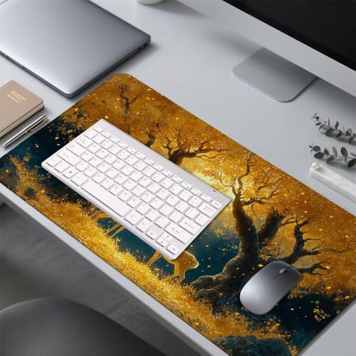 Hirsch Mauspad 900x500x3mm, Mousepad Gaming Mauspad Orange Mousepad XXL, Mouse Pad mit Vernähten Kanten und rutschfeste Gummibasis, Schreibtisch Zubehör, Maus Pad für Gaming Tastatur und Maus, f-230 Bild 4