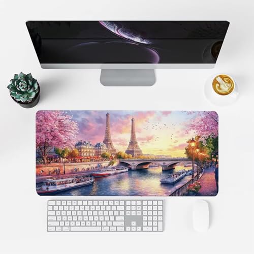 Sonnenuntergang Mauspad 900x500x3mm, Mousepad Gaming Mauspad Der Turm Mousepad XXL, Mouse Pad mit Vernähten Kanten und Rutschfeste Gummibasis, Schreibtisch Zubehör, für Gaming Tastatur und Maus, f-252 Bild 2