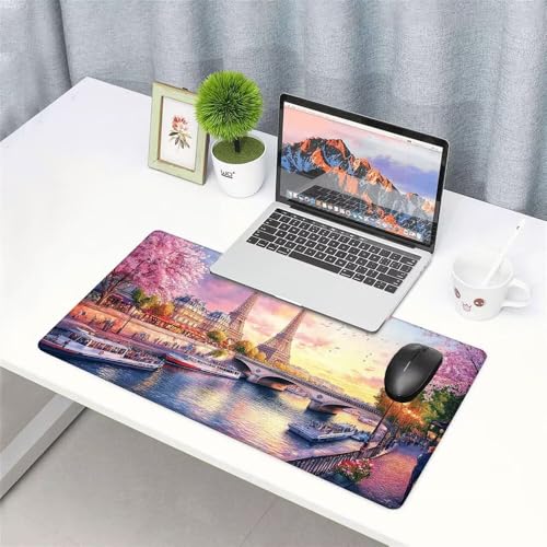 Sonnenuntergang Mauspad 900x500x3mm, Mousepad Gaming Mauspad Der Turm Mousepad XXL, Mouse Pad mit Vernähten Kanten und Rutschfeste Gummibasis, Schreibtisch Zubehör, für Gaming Tastatur und Maus, f-252 Bild 3