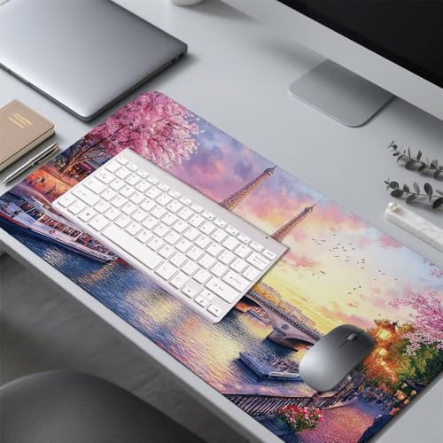 Sonnenuntergang Mauspad 900x500x3mm, Mousepad Gaming Mauspad Der Turm Mousepad XXL, Mouse Pad mit Vernähten Kanten und Rutschfeste Gummibasis, Schreibtisch Zubehör, für Gaming Tastatur und Maus, f-252 Bild 4