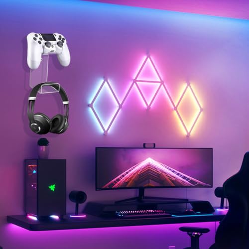 Riven Kopfhörerständer, Wandhalterung Kopfhörerhalter, 2 Pack Gaming Headset Stand, Acryl Rack Hält 4 Kopfhörer, Passt Alle Kopfhörer, Transparent Bild 6