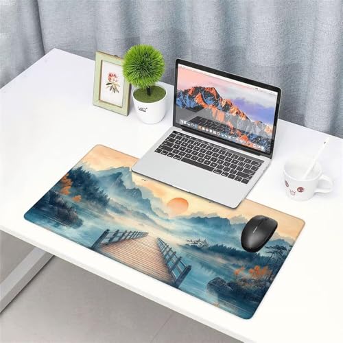 Sonnenuntergang Mauspad 900x500x3mm, Mousepad Gaming Mauspad Hafen Mousepad XXL, Mouse Pad mit Vernähten Kanten und rutschfeste Gummibasis, Schreibtisch Zubehör, für Gaming Tastatur und Maus, f-248 Bild 3