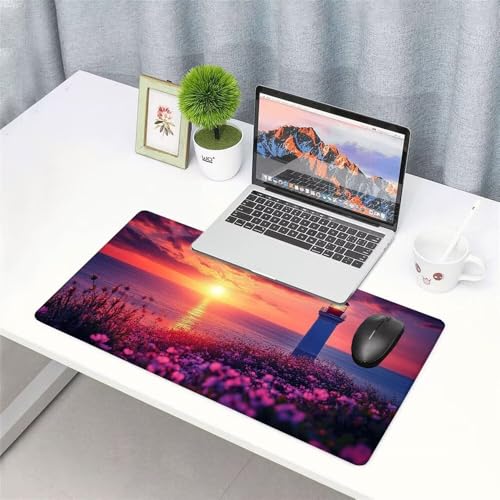 Sonnenuntergang Mauspad 900x500x3mm, Mousepad Gaming Mauspad Leuchtturm Mousepad XXL, Mouse Pad mit Vernähten Kanten und Gummibasis, Schreibtisch Zubehör, für Gaming Tastatur und Maus, f-242 Bild 3