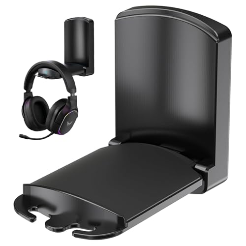 Faltbar & Klein Headset Halterung, Kopfhörer Halter - Selbstklebender Gaming Headset Ständer für Schreibtisch/Wand, Kopfhörerhalter Headphone Haken Kleben für Airpods Max, Gaming Zubehör Bild 1