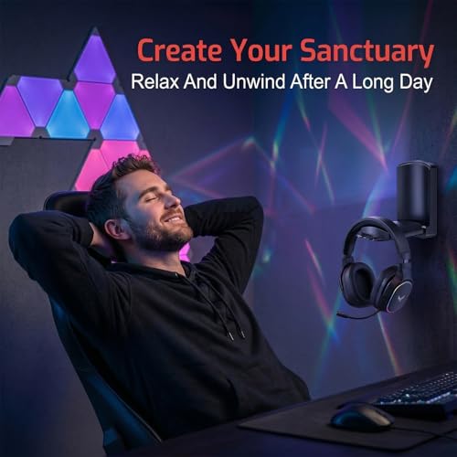 Faltbar & Klein Headset Halterung, Kopfhörer Halter - Selbstklebender Gaming Headset Ständer für Schreibtisch/Wand, Kopfhörerhalter Headphone Haken Kleben für Airpods Max, Gaming Zubehör Bild 2