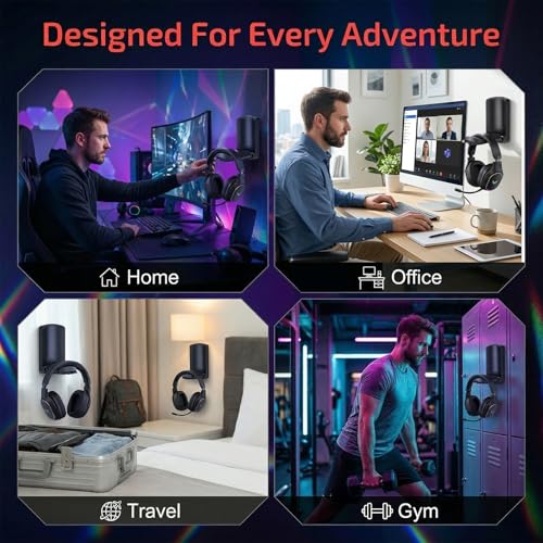 Faltbar & Klein Headset Halterung, Kopfhörer Halter - Selbstklebender Gaming Headset Ständer für Schreibtisch/Wand, Kopfhörerhalter Headphone Haken Kleben für Airpods Max, Gaming Zubehör Bild 6