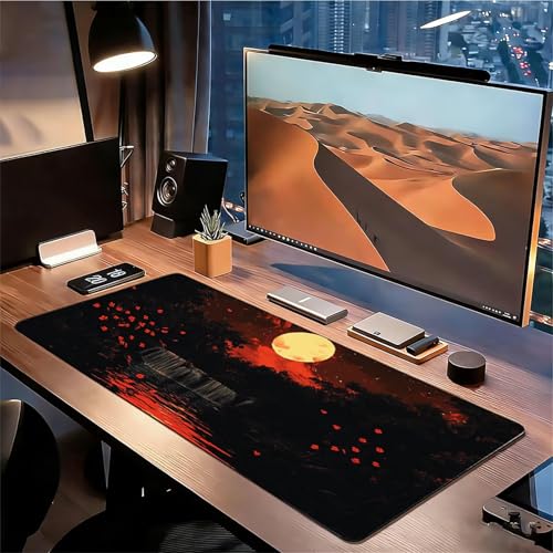 Gaming Mauspad XXL 1600x800x3mm Schwarz Mousepad, Große Speed rutschfeste Schreibtischunterlage Nacht Verbessert Präzision und Geschwindigkeit mit Stoßdämpfung für Tastatur und Maus Homeoffice xg-851 Bild 3