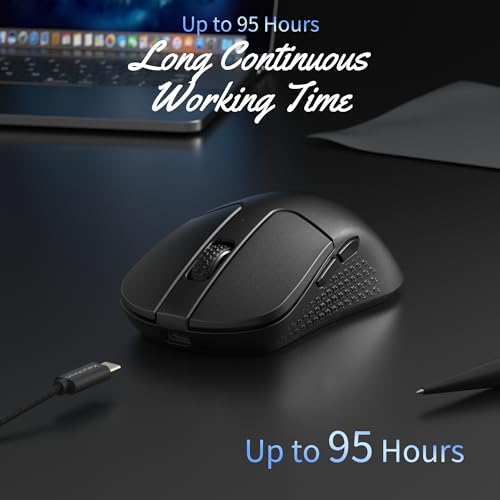 Keychron M3 Kabellose optische Maus, 2.4 GHz/Bluetooth 5.2, 1000 Hz, programmierbarer, PixArt 3311 Sensor, 12000 DPI/300 IPS, leicht und ergonomisch, Gaming-Maus für Windows, Mac und Linux – Schwarz Bild 5