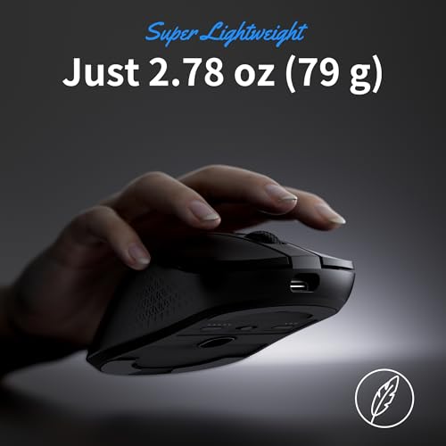 Keychron M3 Kabellose optische Maus, 2.4 GHz/Bluetooth 5.2, 1000 Hz, programmierbarer, PixArt 3311 Sensor, 12000 DPI/300 IPS, leicht und ergonomisch, Gaming-Maus für Windows, Mac und Linux – Schwarz Bild 6