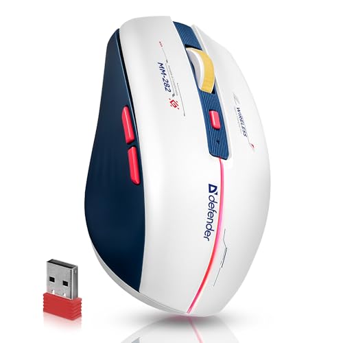 Defender Dila MM-282 Kabellose Gaming Maus, RGB Beleuchtung, 1800 DPI, 500 mAh Akku, 5 programmierbare Tasten, USB-C, 2.4 GHz Wireless Maus Bild 1