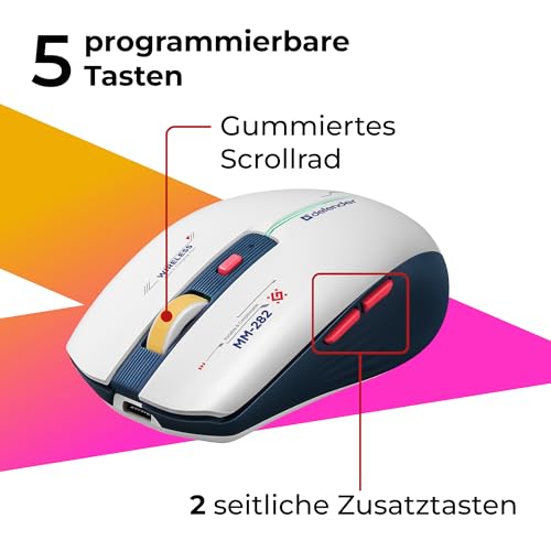 Defender Dila MM-282 Kabellose Gaming Maus, RGB Beleuchtung, 1800 DPI, 500 mAh Akku, 5 programmierbare Tasten, USB-C, 2.4 GHz Wireless Maus Bild 3
