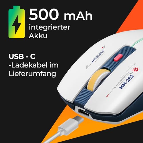 Defender Dila MM-282 Kabellose Gaming Maus, RGB Beleuchtung, 1800 DPI, 500 mAh Akku, 5 programmierbare Tasten, USB-C, 2.4 GHz Wireless Maus Bild 5