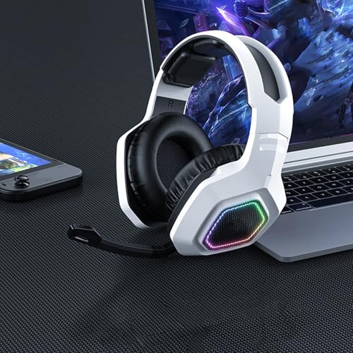 Sxhlseller Bluetooth-Gaming-Kopfhörer, Echtzeit-Gaming-Sound, Kabelloses -Headset für -Spieler (White) Bild 2