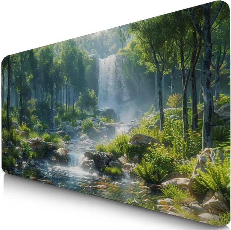 Schreibtischunterlage Grün Mauspad XXL 150x80cm Mousepad Fallen Gaming Mauspad mit Nicht rutschender Unterlage, Vernähte Kanten WassXerdicht Anti-Rutsch Maus Pad für Laptop, Office Geschenke F0-851 Bild 1