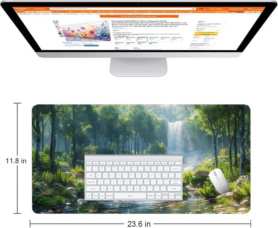 Schreibtischunterlage Grün Mauspad XXL 150x80cm Mousepad Fallen Gaming Mauspad mit Nicht rutschender Unterlage, Vernähte Kanten WassXerdicht Anti-Rutsch Maus Pad für Laptop, Office Geschenke F0-851 Bild 2