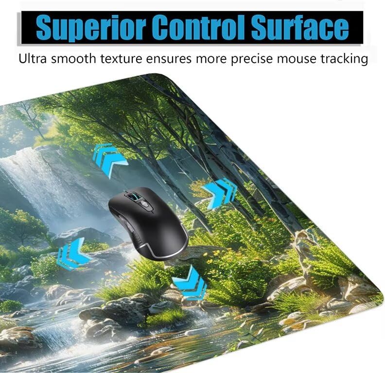 Schreibtischunterlage Grün Mauspad XXL 150x80cm Mousepad Fallen Gaming Mauspad mit Nicht rutschender Unterlage, Vernähte Kanten WassXerdicht Anti-Rutsch Maus Pad für Laptop, Office Geschenke F0-851 Bild 5