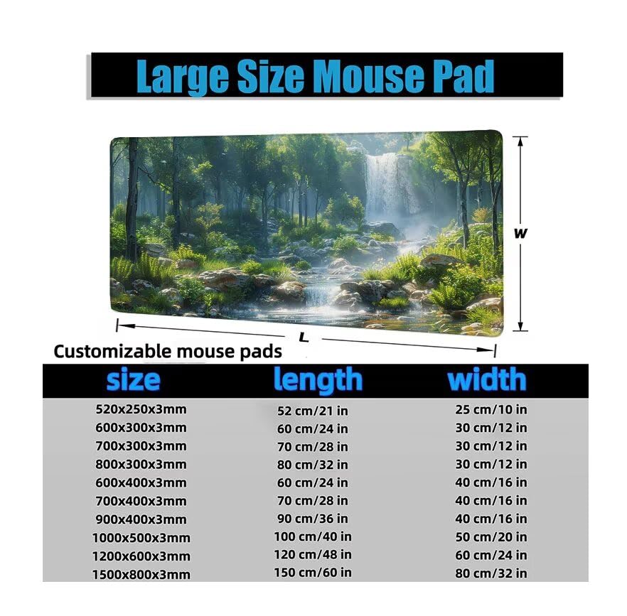Schreibtischunterlage Grün Mauspad XXL 150x80cm Mousepad Fallen Gaming Mauspad mit Nicht rutschender Unterlage, Vernähte Kanten WassXerdicht Anti-Rutsch Maus Pad für Laptop, Office Geschenke F0-851 Bild 6