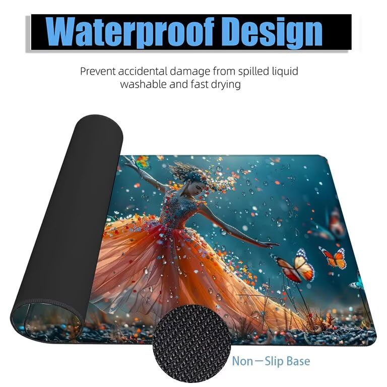 Schreibtischunterlage Ballett Mauspad XXL 150x80cm Mousepad Tänzer Gaming Mauspad mit Nicht rutschender Unterlage, Vernähte Kanten WassXerdicht Anti-Rutsch Maus Pad für PC, Office Geschenke F0-848 Bild 4