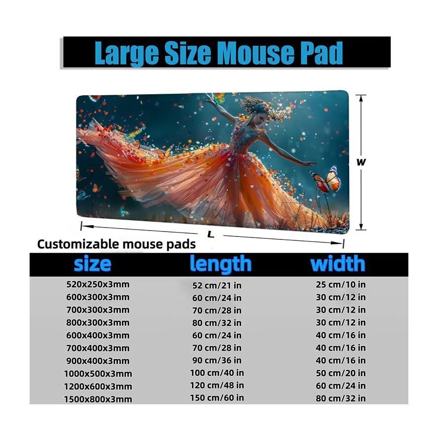 Schreibtischunterlage Ballett Mauspad XXL 150x80cm Mousepad Tänzer Gaming Mauspad mit Nicht rutschender Unterlage, Vernähte Kanten WassXerdicht Anti-Rutsch Maus Pad für PC, Office Geschenke F0-848 Bild 6