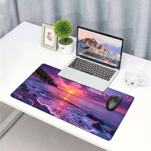 Sonnenuntergang Mauspad 900x500x3mm, Mousepad Gaming Mauspad Lila Mousepad XXL, Mouse Pad mit Vernähten Kanten und rutschfeste Gummibasis, Schreibtisch Zubehör, für Gaming Tastatur und Maus, f-254 Bild 3