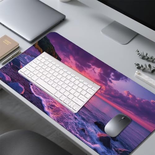 Sonnenuntergang Mauspad 900x500x3mm, Mousepad Gaming Mauspad Lila Mousepad XXL, Mouse Pad mit Vernähten Kanten und rutschfeste Gummibasis, Schreibtisch Zubehör, für Gaming Tastatur und Maus, f-254 Bild 4