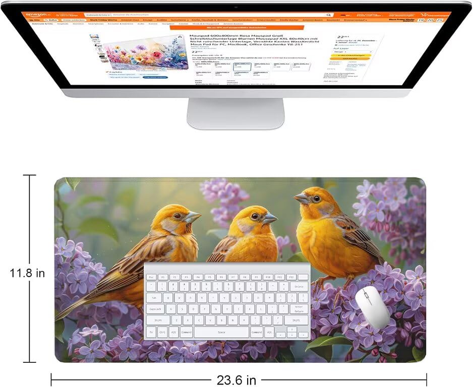 Schreibtischunterlage Vogel Mauspad XXL 150x80cm Mousepad Anime Gaming Mauspad mit Nicht rutschender Unterlage, Vernähte Kanten WassXerdicht Anti-Rutsch Maus Pad für Laptop, Office Geschenke F0-842 Bild 2