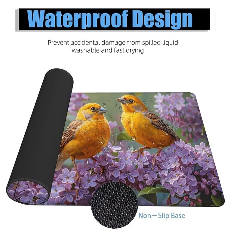 Schreibtischunterlage Vogel Mauspad XXL 150x80cm Mousepad Anime Gaming Mauspad mit Nicht rutschender Unterlage, Vernähte Kanten WassXerdicht Anti-Rutsch Maus Pad für Laptop, Office Geschenke F0-842 Bild 4