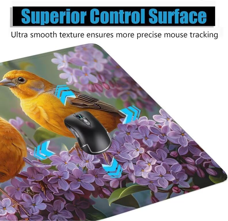 Schreibtischunterlage Vogel Mauspad XXL 150x80cm Mousepad Anime Gaming Mauspad mit Nicht rutschender Unterlage, Vernähte Kanten WassXerdicht Anti-Rutsch Maus Pad für Laptop, Office Geschenke F0-842 Bild 5