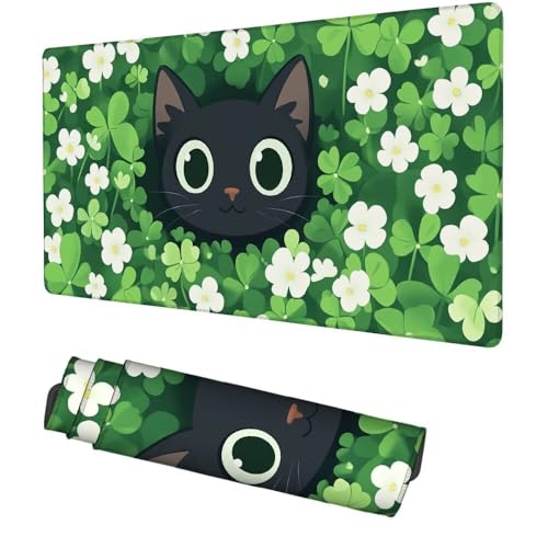 Grün Mauspad 900x500x3mm, Mousepad Gaming Mauspad Katze Mousepad XXL, Mouse Pad mit Vernähten Kanten und rutschfeste Gummibasis, Schreibtisch Zubehör, Maus Pad für Gaming Tastatur und Maus, f-276 Bild 1