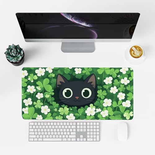 Grün Mauspad 900x500x3mm, Mousepad Gaming Mauspad Katze Mousepad XXL, Mouse Pad mit Vernähten Kanten und rutschfeste Gummibasis, Schreibtisch Zubehör, Maus Pad für Gaming Tastatur und Maus, f-276 Bild 2