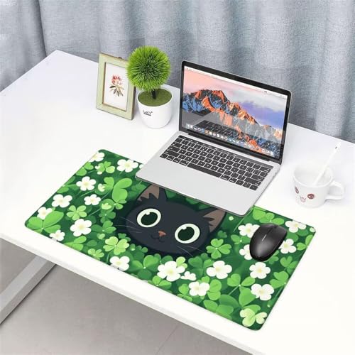 Grün Mauspad 900x500x3mm, Mousepad Gaming Mauspad Katze Mousepad XXL, Mouse Pad mit Vernähten Kanten und rutschfeste Gummibasis, Schreibtisch Zubehör, Maus Pad für Gaming Tastatur und Maus, f-276 Bild 3