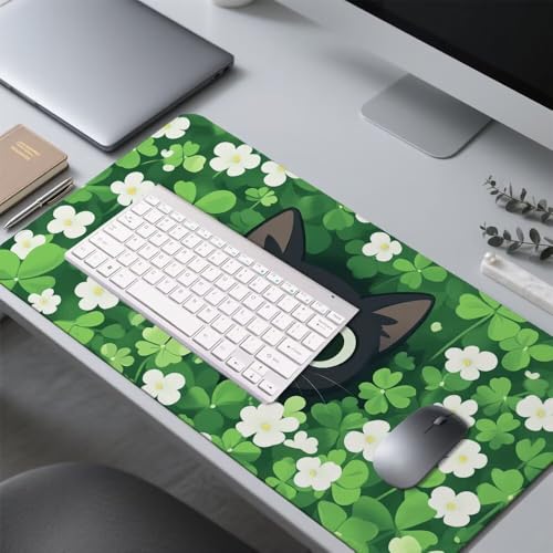 Grün Mauspad 900x500x3mm, Mousepad Gaming Mauspad Katze Mousepad XXL, Mouse Pad mit Vernähten Kanten und rutschfeste Gummibasis, Schreibtisch Zubehör, Maus Pad für Gaming Tastatur und Maus, f-276 Bild 4
