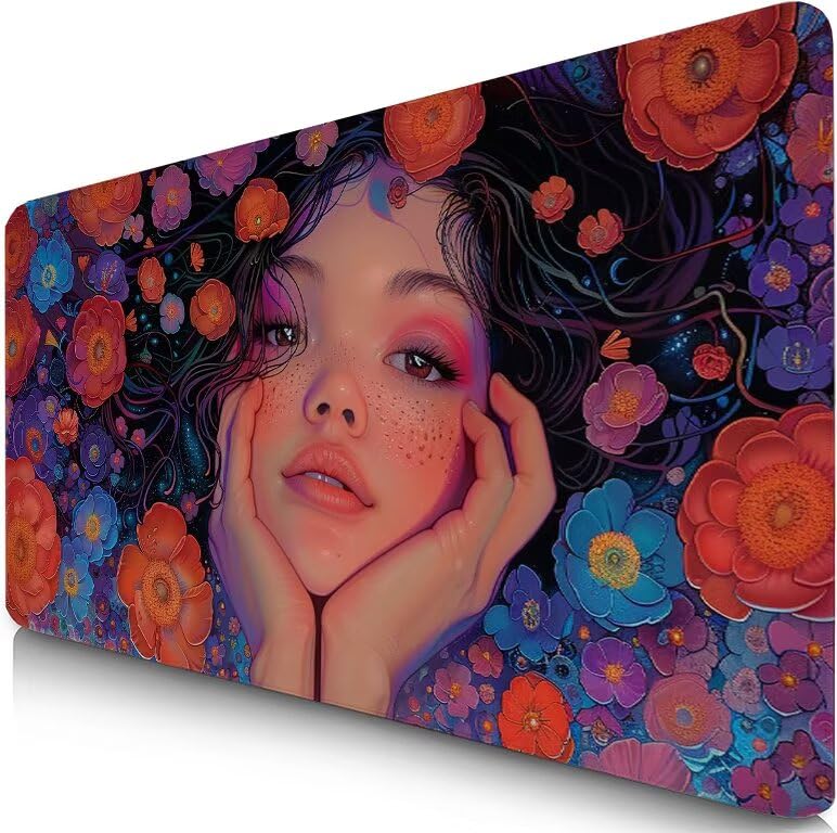 Schreibtischunterlage Bunt Mauspad XXL 150x80cm Mousepad Mädchen Gaming Mauspad mit Nicht rutschender Unterlage, Vernähte Kanten WassXerdicht Anti-Rutsch Maus Pad für Laptop, Office Geschenke F0-887 Bild 1