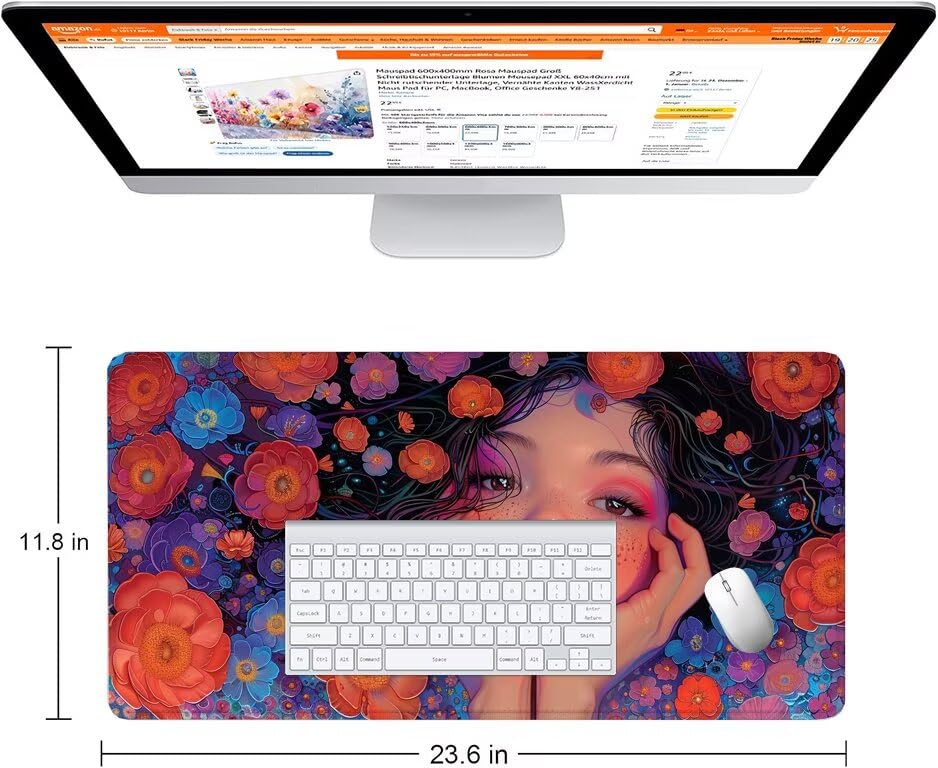 Schreibtischunterlage Bunt Mauspad XXL 150x80cm Mousepad Mädchen Gaming Mauspad mit Nicht rutschender Unterlage, Vernähte Kanten WassXerdicht Anti-Rutsch Maus Pad für Laptop, Office Geschenke F0-887 Bild 2