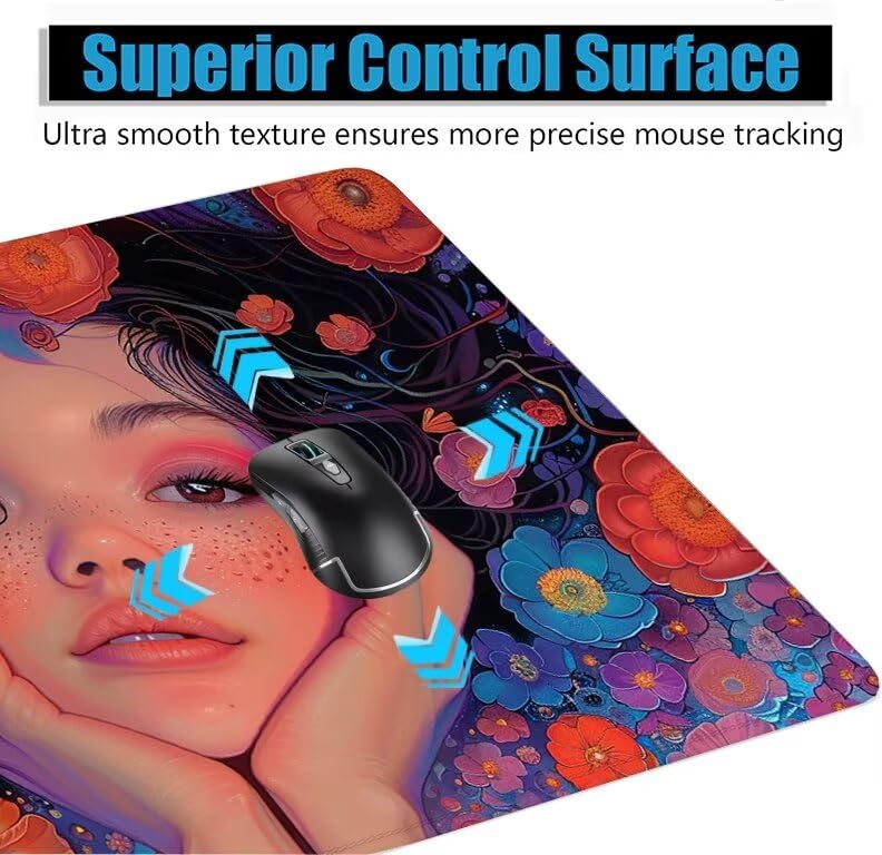 Schreibtischunterlage Bunt Mauspad XXL 150x80cm Mousepad Mädchen Gaming Mauspad mit Nicht rutschender Unterlage, Vernähte Kanten WassXerdicht Anti-Rutsch Maus Pad für Laptop, Office Geschenke F0-887 Bild 5