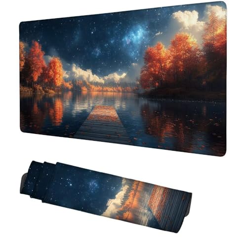 Hafen Mauspad 900x500x3mm, Mousepad Gaming Mauspad Landschaft Mousepad XXL, Mouse Pad mit Vernähten Kanten und rutschfeste Gummibasis, Schreibtisch Zubehör, für Gaming Tastatur und Maus, f-288 Bild 1
