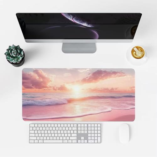 Sonnenuntergang Mauspad 900x500x3mm, Mousepad Gaming Mauspad rosa Mousepad XXL, Mouse Pad mit Vernähten Kanten und rutschfeste Gummibasis, Schreibtisch Zubehör, für Gaming Tastatur und Maus, f-258 Bild 2
