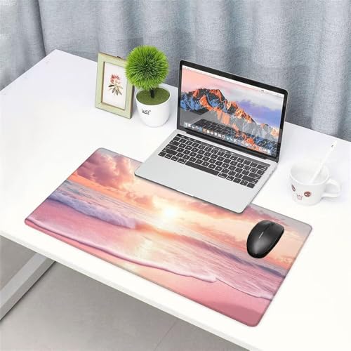 Sonnenuntergang Mauspad 900x500x3mm, Mousepad Gaming Mauspad rosa Mousepad XXL, Mouse Pad mit Vernähten Kanten und rutschfeste Gummibasis, Schreibtisch Zubehör, für Gaming Tastatur und Maus, f-258 Bild 3